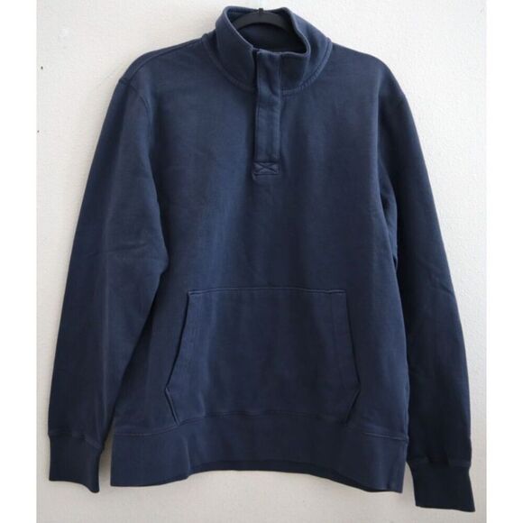 American Eagle Men's Sz M Blue Quarter-Snap Cotton Blend Mock Neck Sweatshirt - Picture 1 of 8